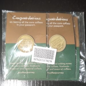 Starbucks Coffee Passport Collectible Pins - Gold and Green 5-Pack